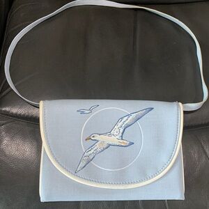Blue Crossbody Bag with Bird Design